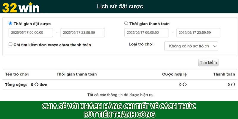Chia sẻ với khách hàng chi tiết về cách thức rút tiền thành công